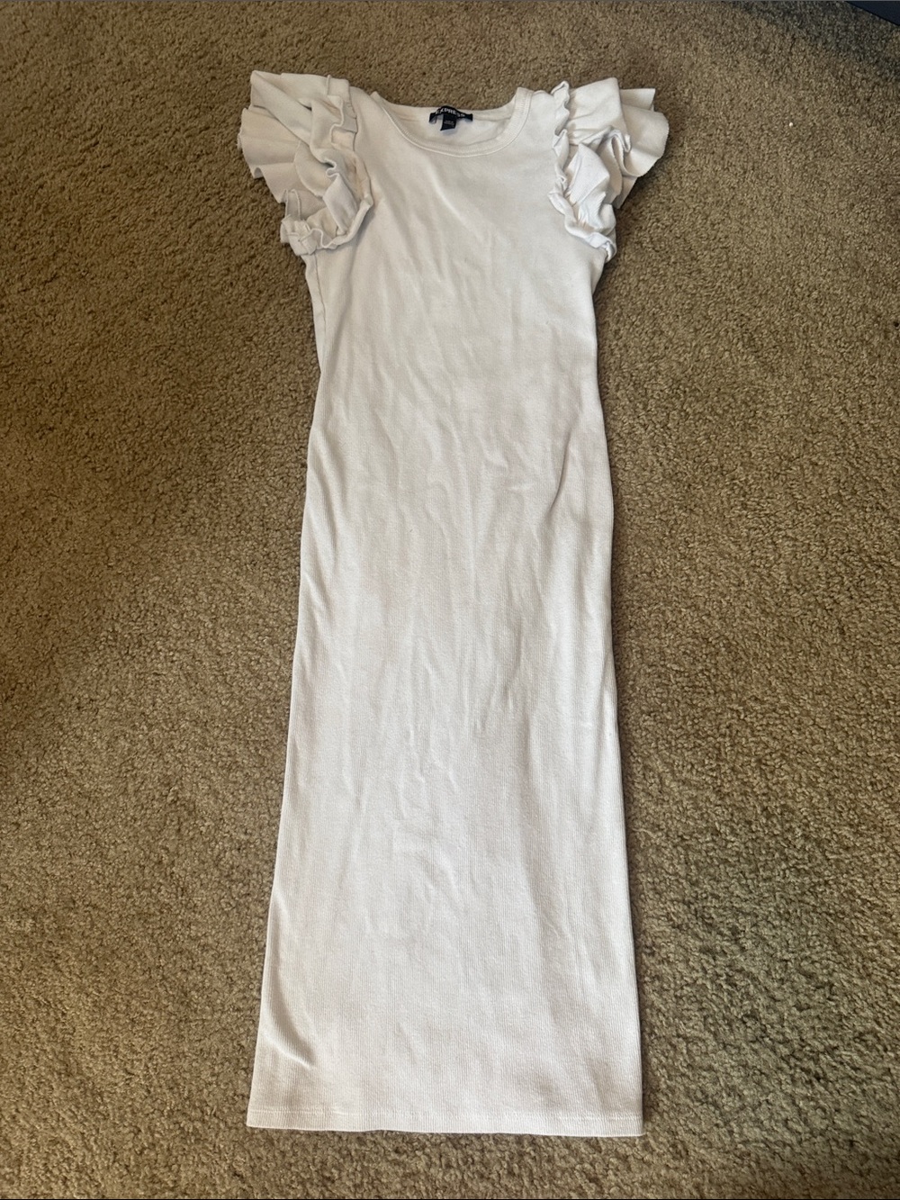 Express Cream Ruffle Sleeve Maxi Dress